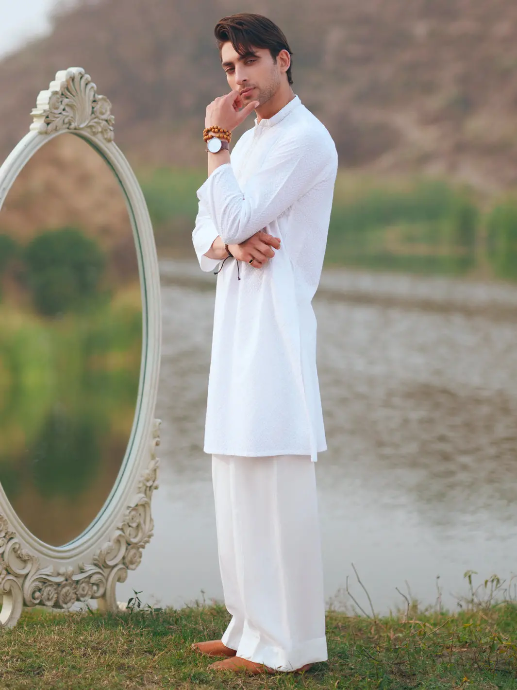 White Cotton Formal Kurta - Al-K-1311A 6