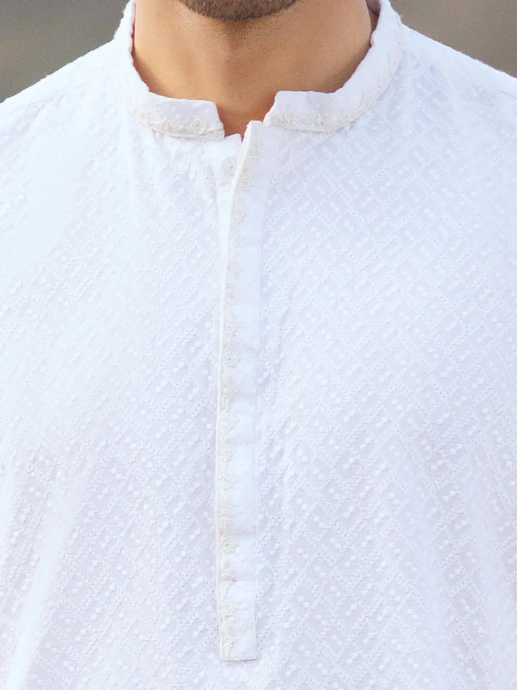 White Cotton Formal Kurta - Al-K-1311A 5