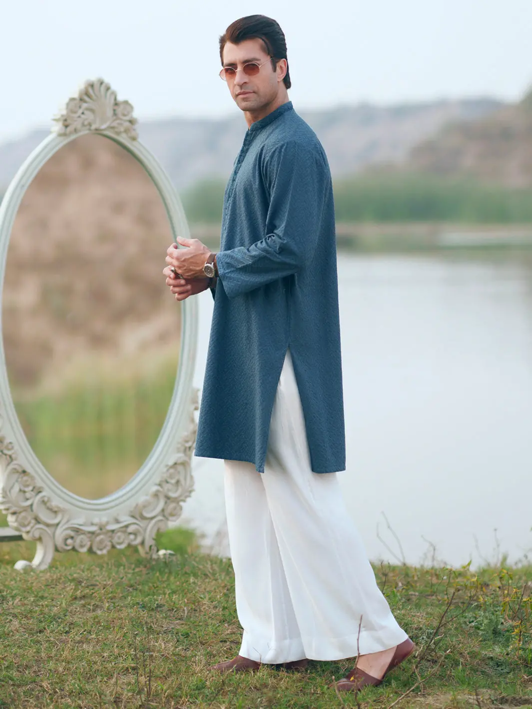Green Cotton Formal Kurta - Al-K-1311C 6