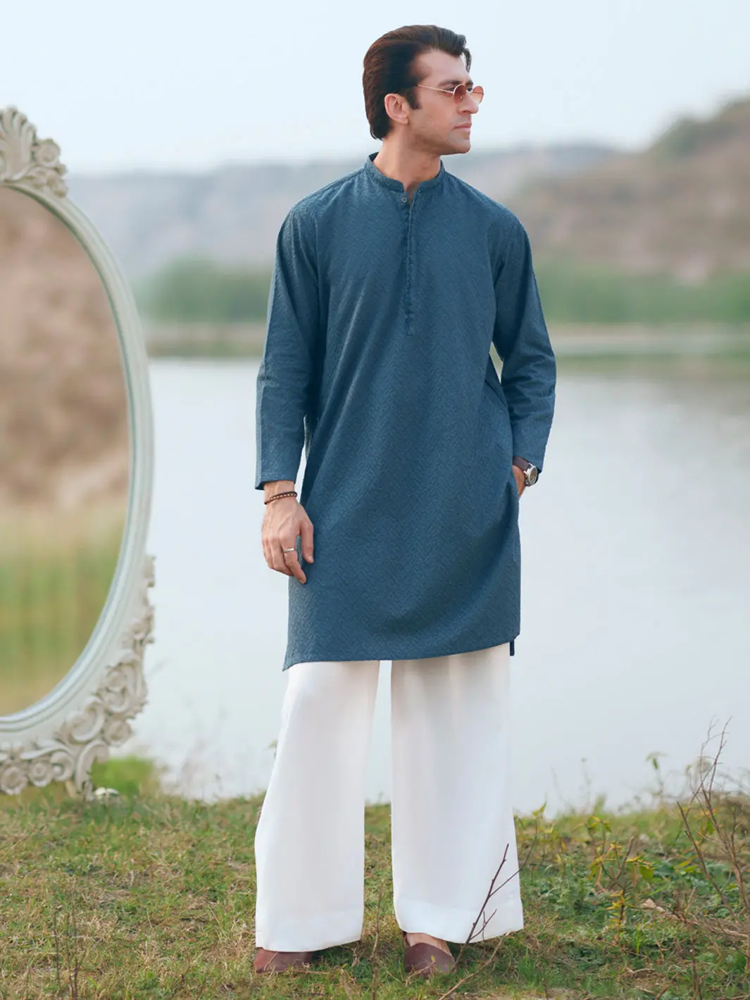 Green Cotton Formal Kurta - Al-K-1311C 1