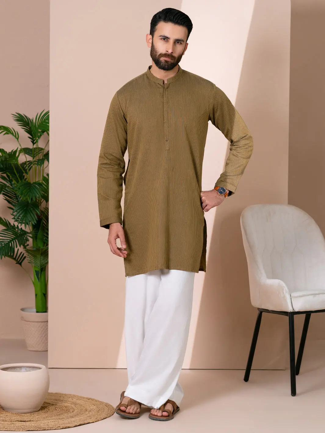 Mustard Cotton Cut & Sew Kurta - Al-K-1314 1