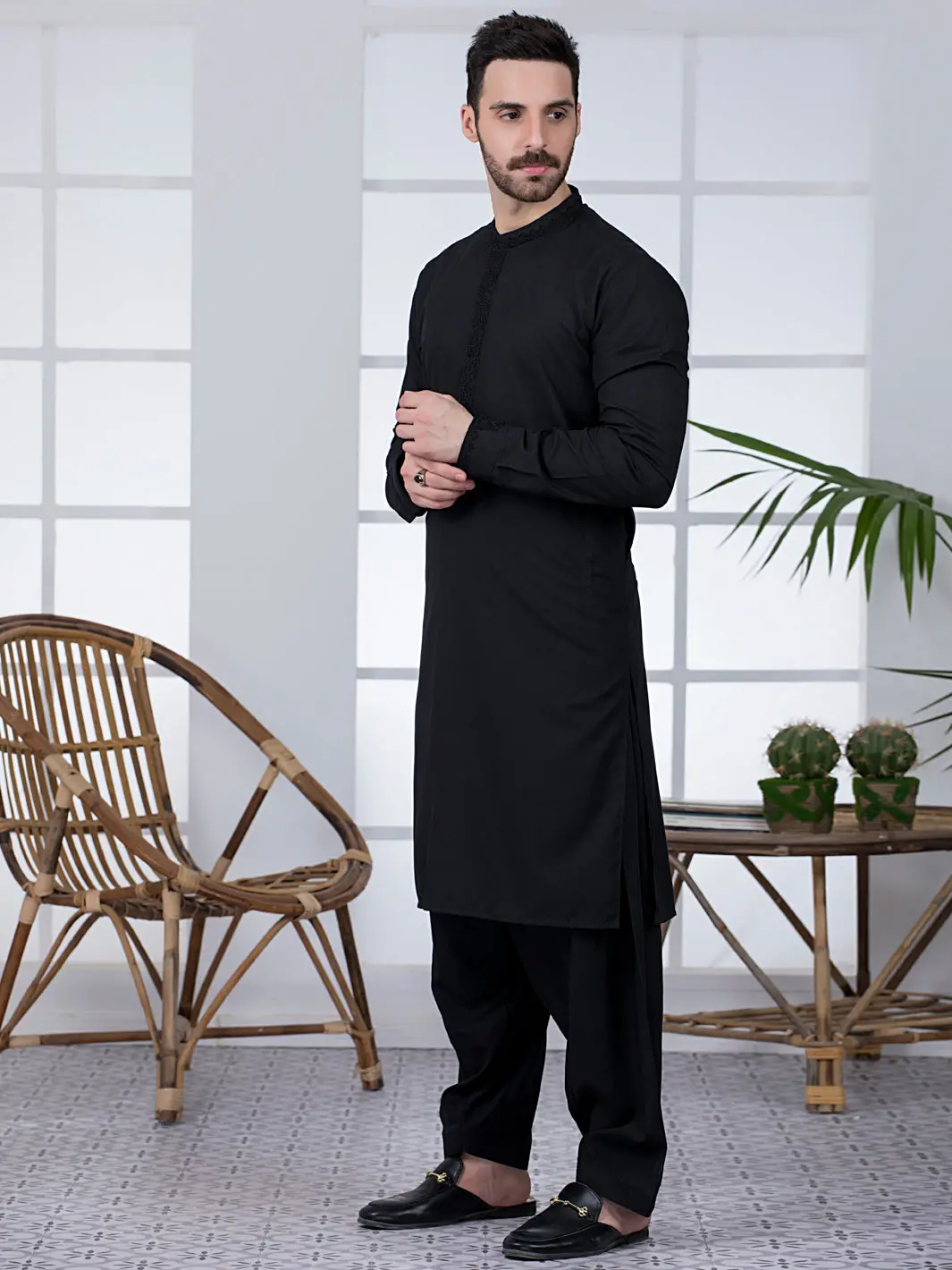Black Blended Kameez Shalwar - Al-Ks-2781 1