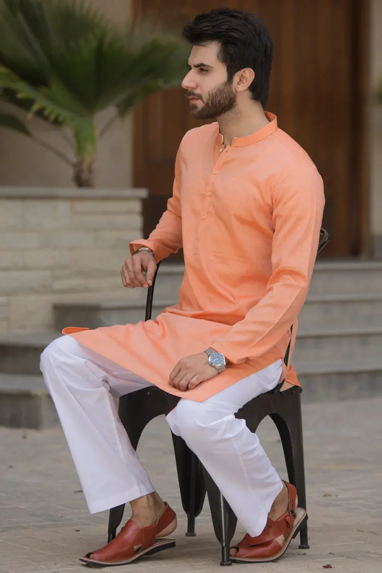 Peach Blended Kurta - Al-K-597 1