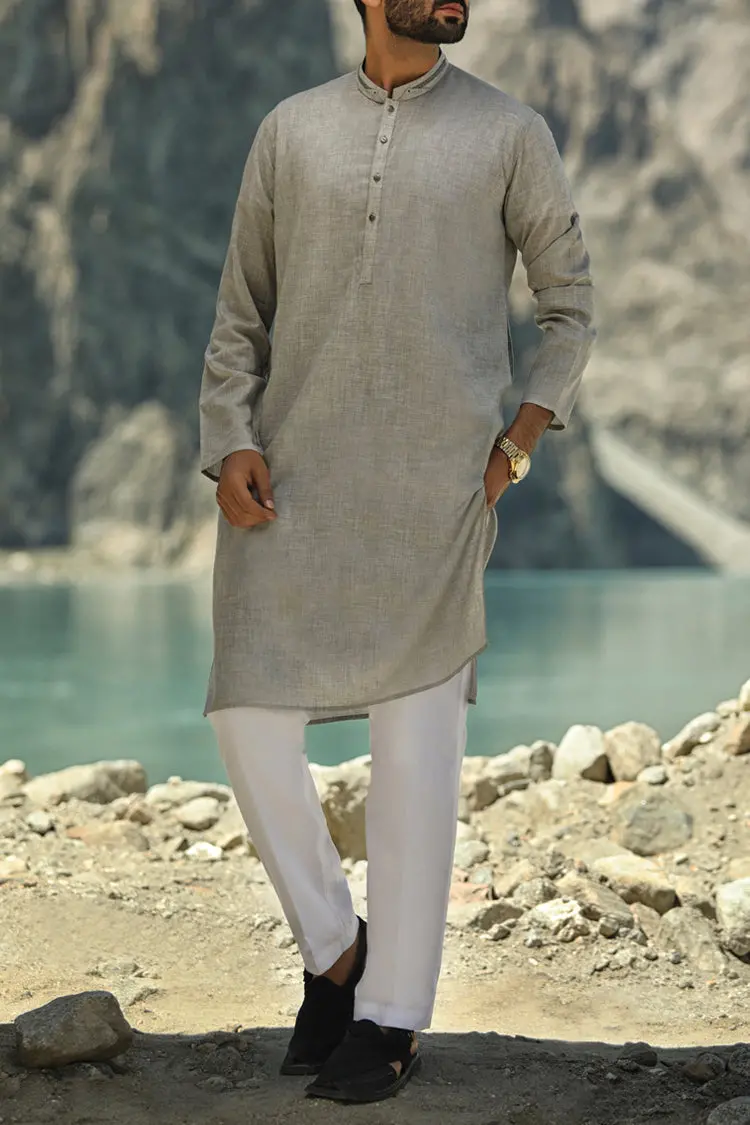Grey Blended Kurta - Al-K-625 1