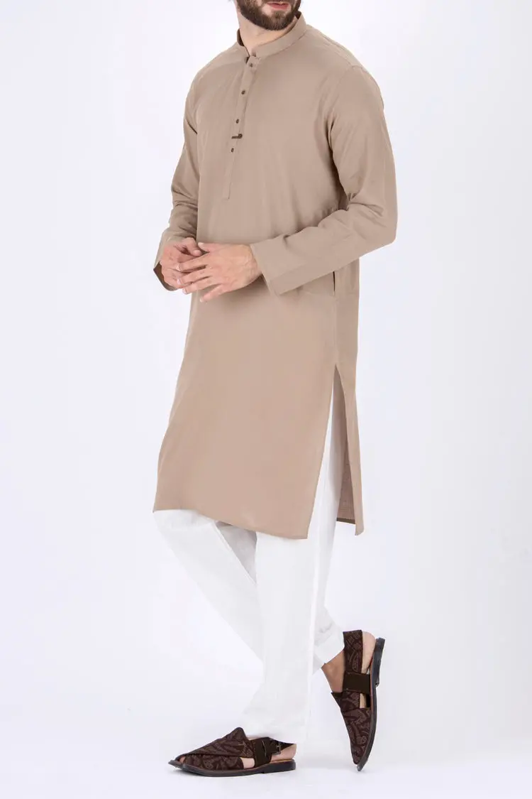 Beige Cotton Kurta - Al-K-685 1