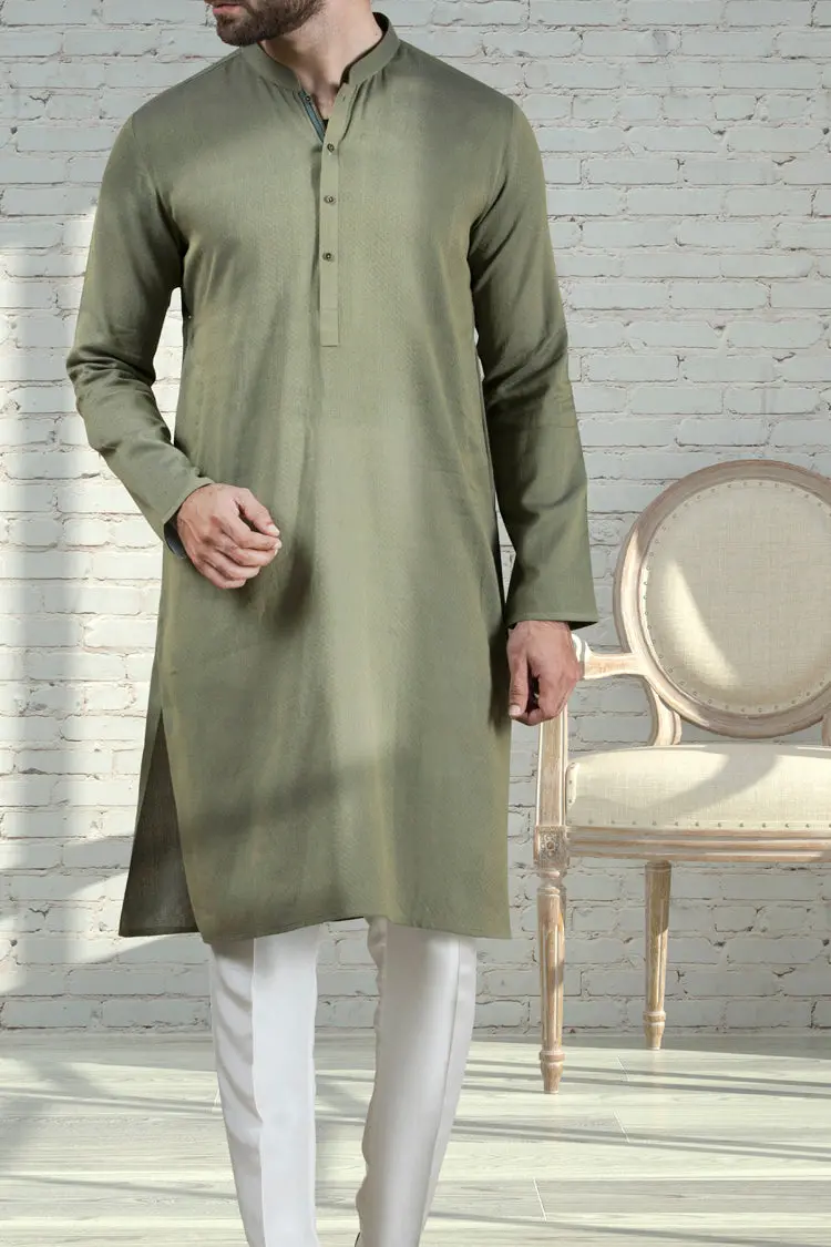 Green Blue Blended Kurta - Al-K-700 1