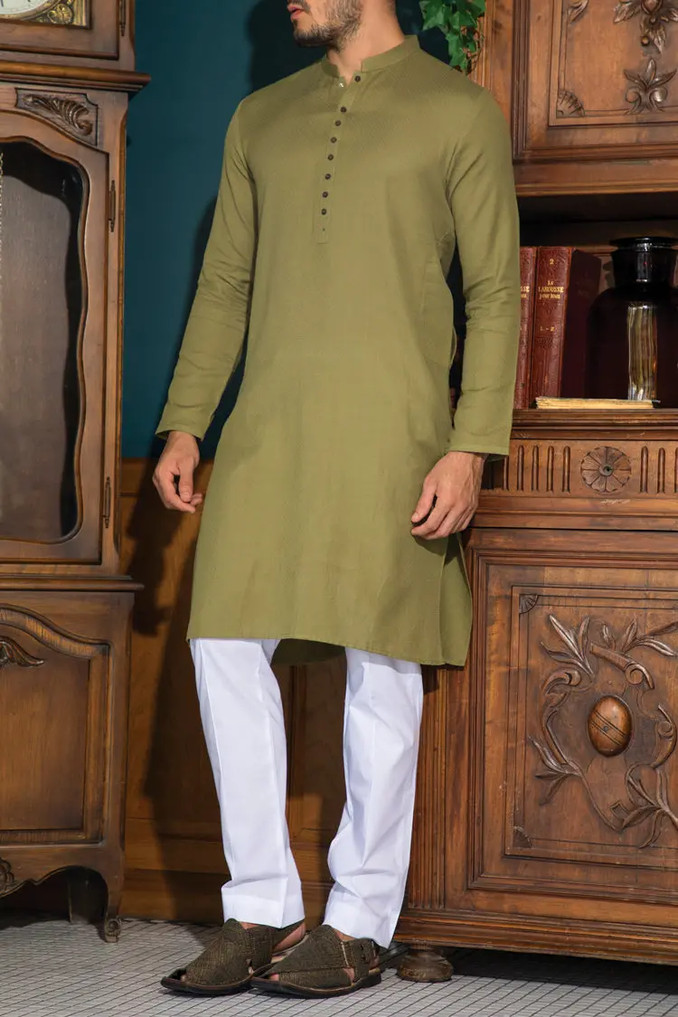 Olive Blended Kurta - Al-K-701 1