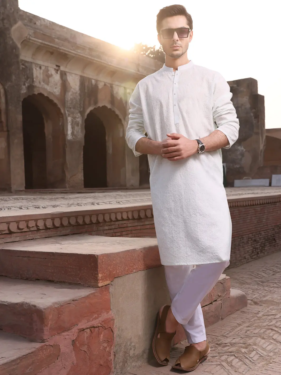 Sea Green Cotton Schiffli Kurta - Al-K-712A 1