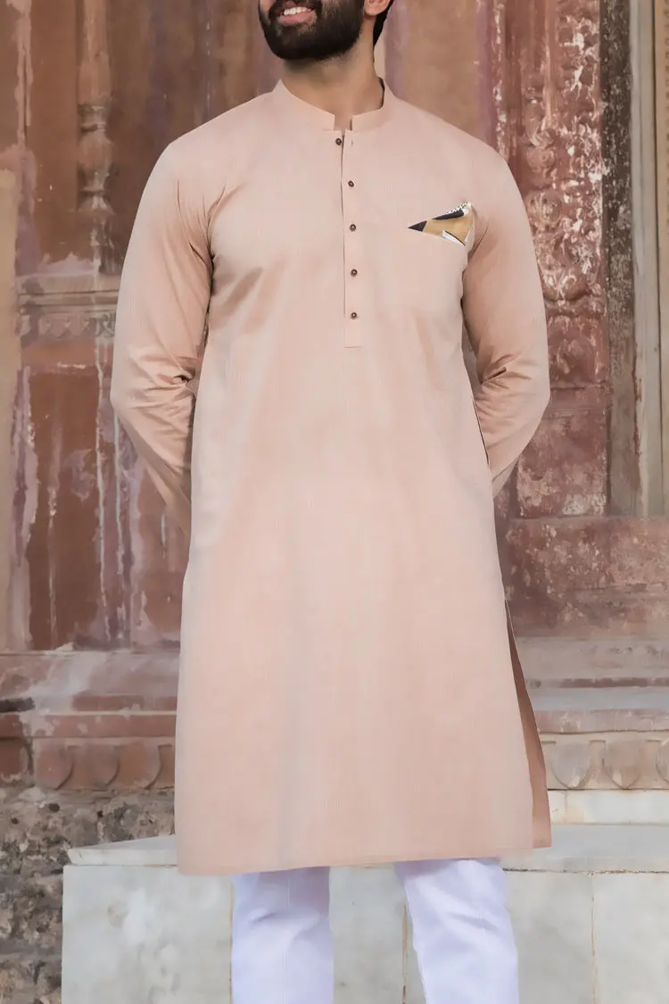 Beige Cotton Kurta - Al-K-780 1