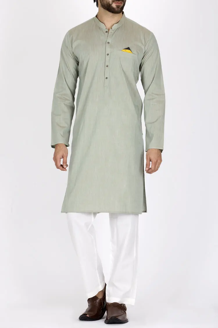 Light Green Cotton Kurta - Al-K-781 1