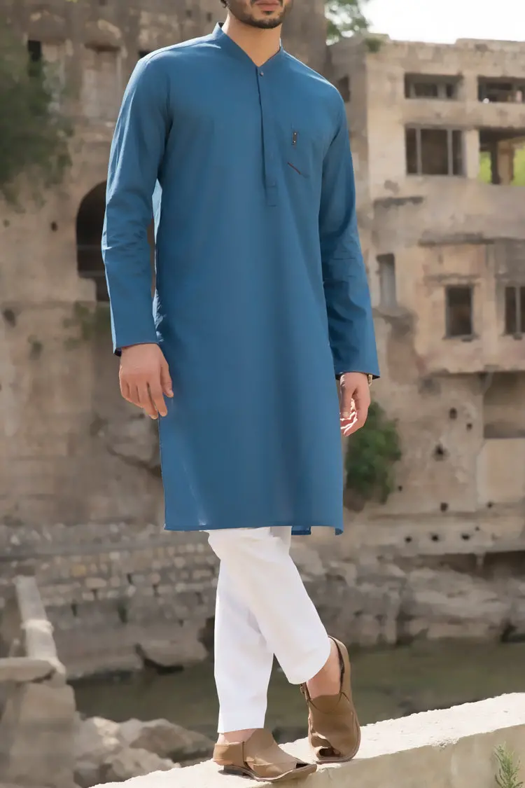 Blue Cotton Kurta - Al-K-790 1