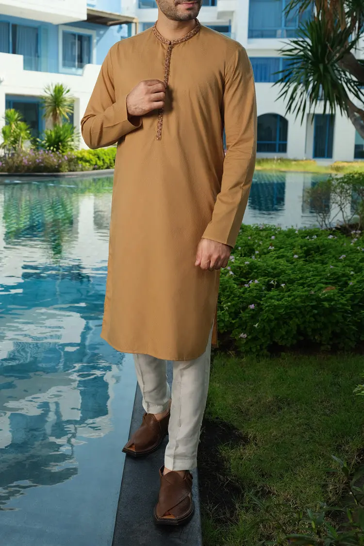 Beige Blended Kurta - Al-K-815 1