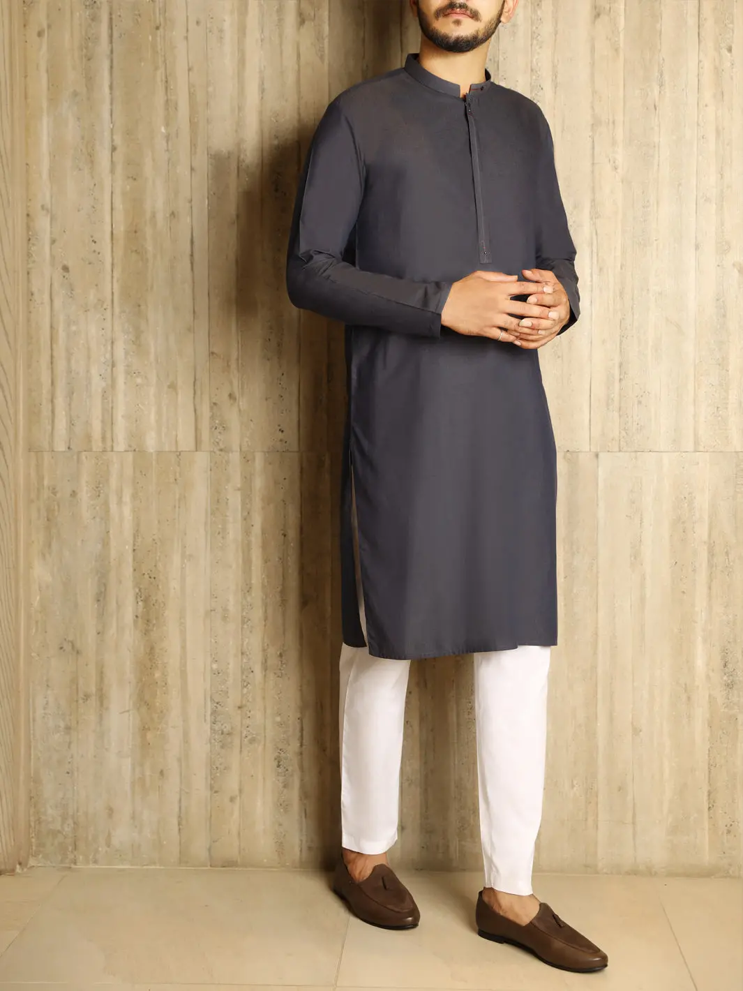 Grey Cotton Kurta - Al-K-829 1