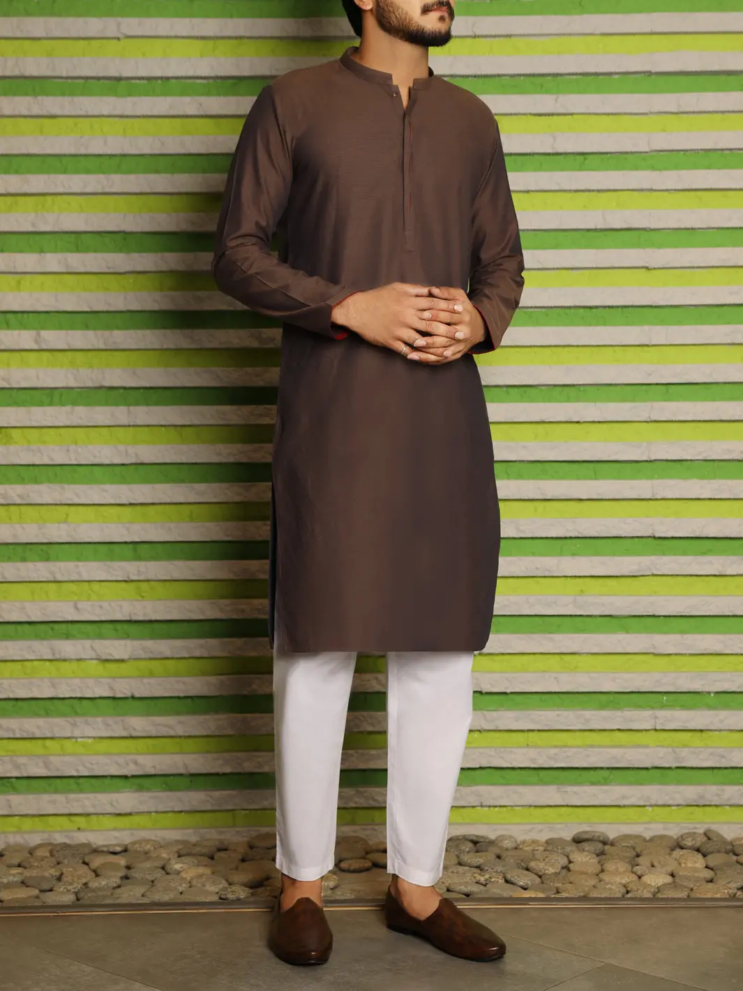 Brown Cotton Kurta - Al-K-834 1