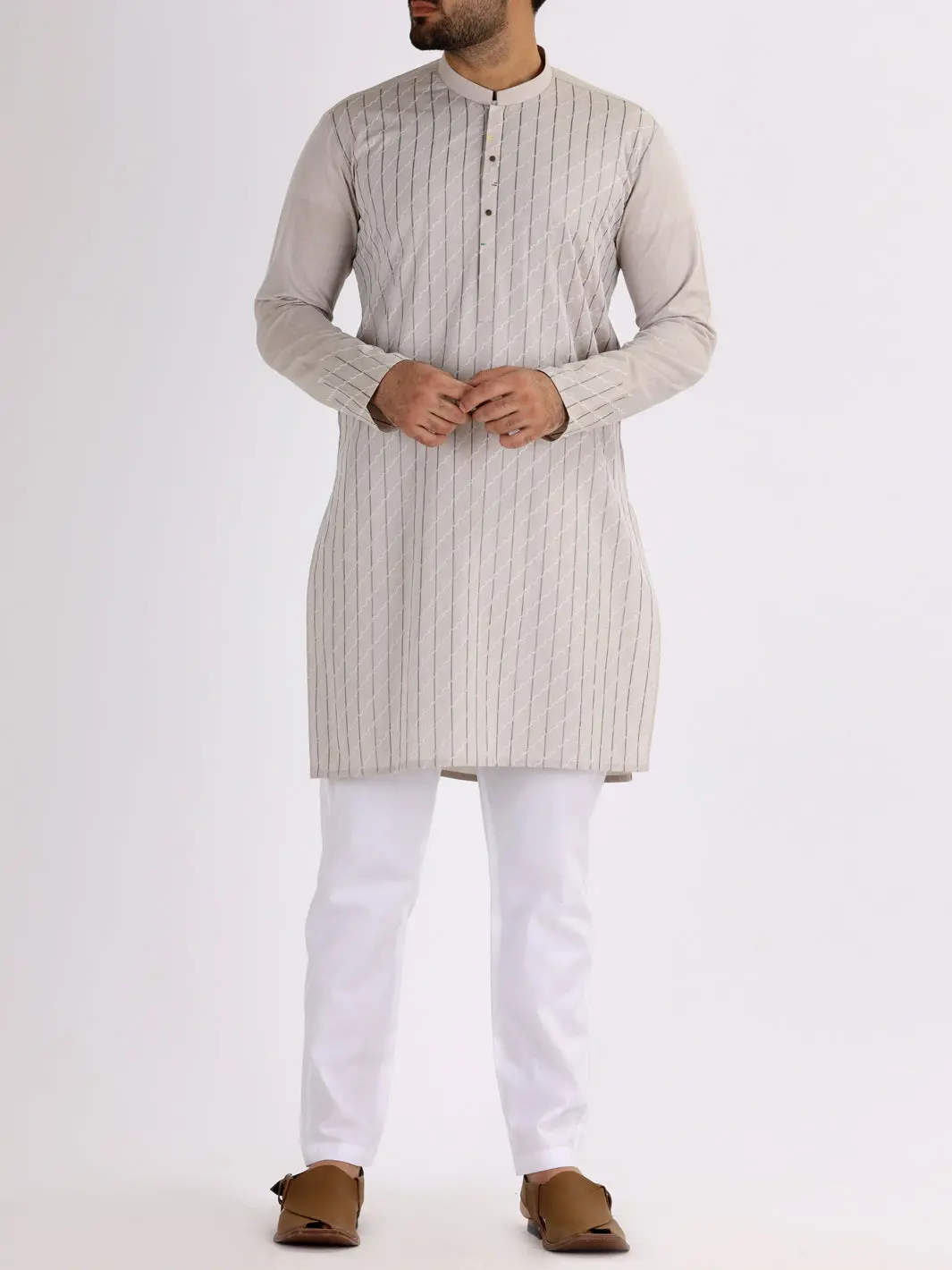 Fawn Blended Kurta - Al-K-841C 1