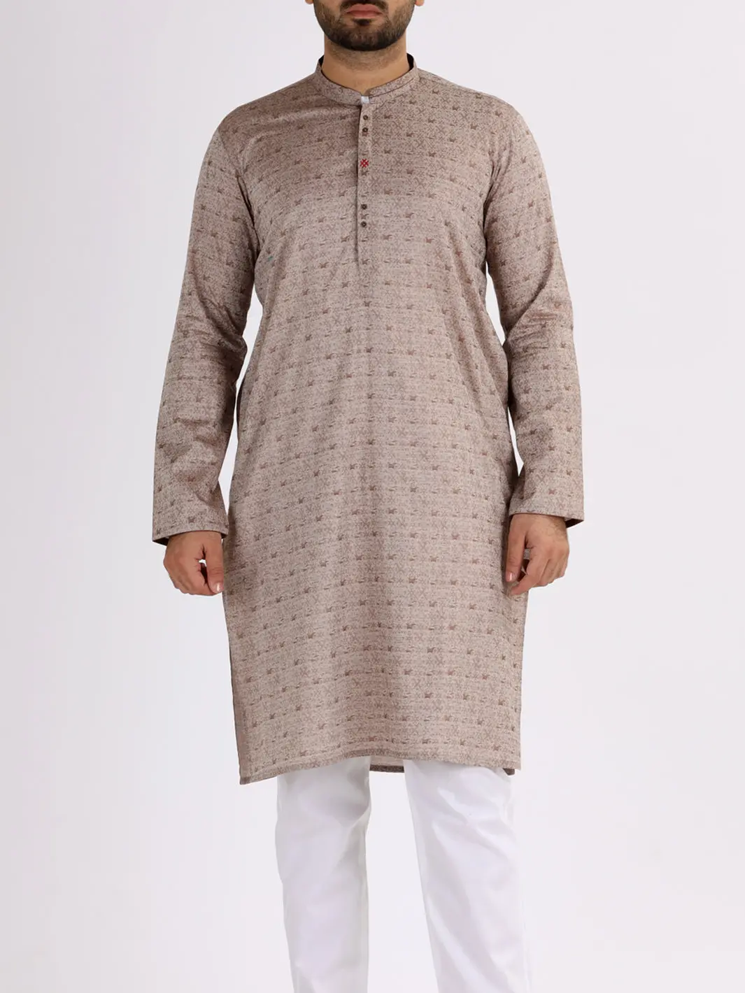 Brown Jacquard Kurta - Al-K-844 1