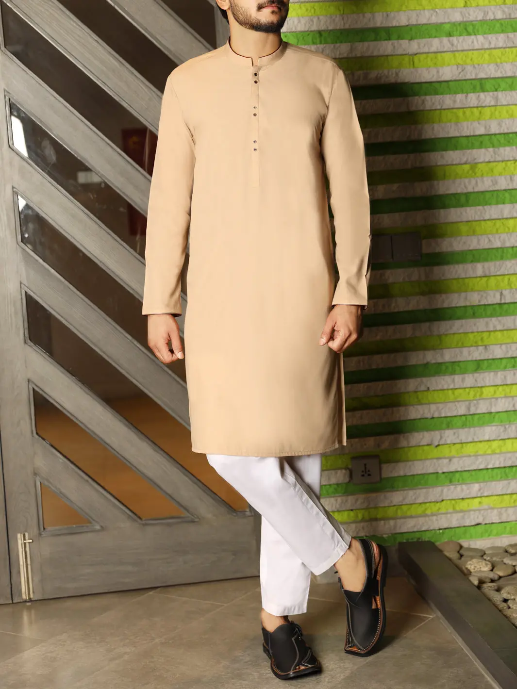 Fawn Blended Kurta - Al-K-848 1