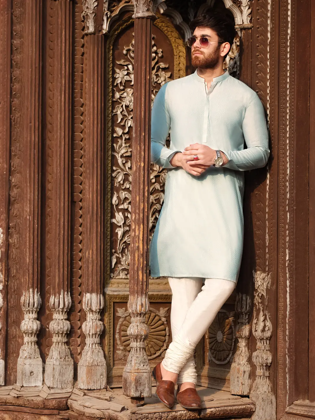 Light Blue Blended Kurta - Al-K-864 1