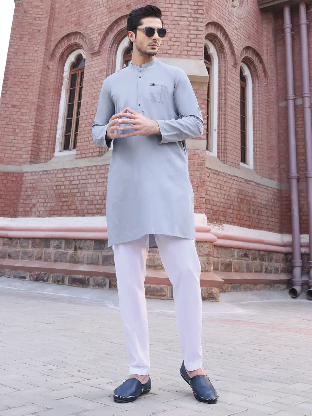 Light Blue Cotton Kurta - Al-K-886 1