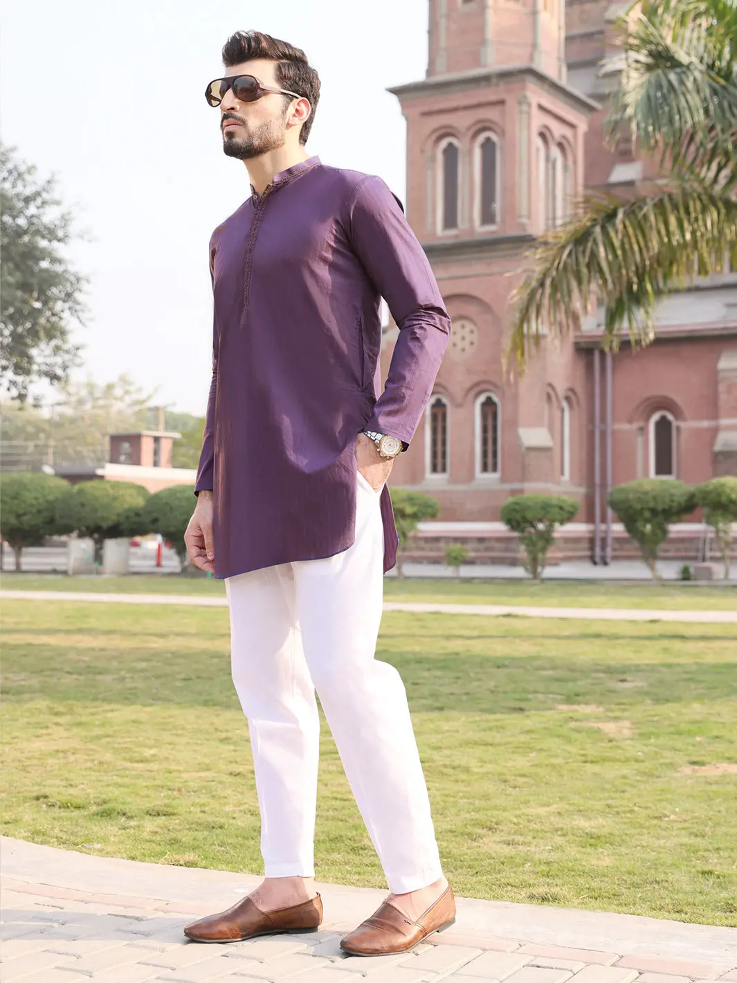 Dark Purple Cotton Kurta - Al-K-895 1