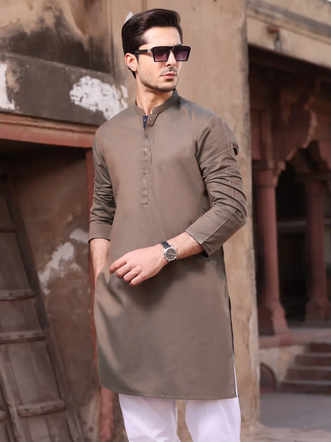 Olive Green Cotton Kurta - Al-K-902 1