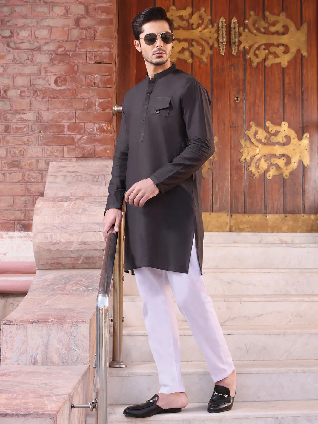 Grey Cotton Kurta - Al-K-907 1