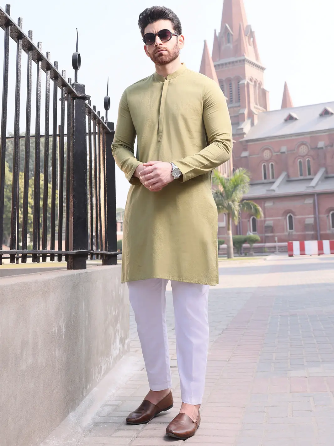 Green Cotton Kurta - Al-K-909 1