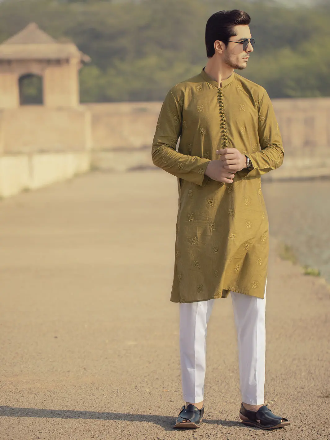 Green Cotton Kurta - Al-K-914A 1