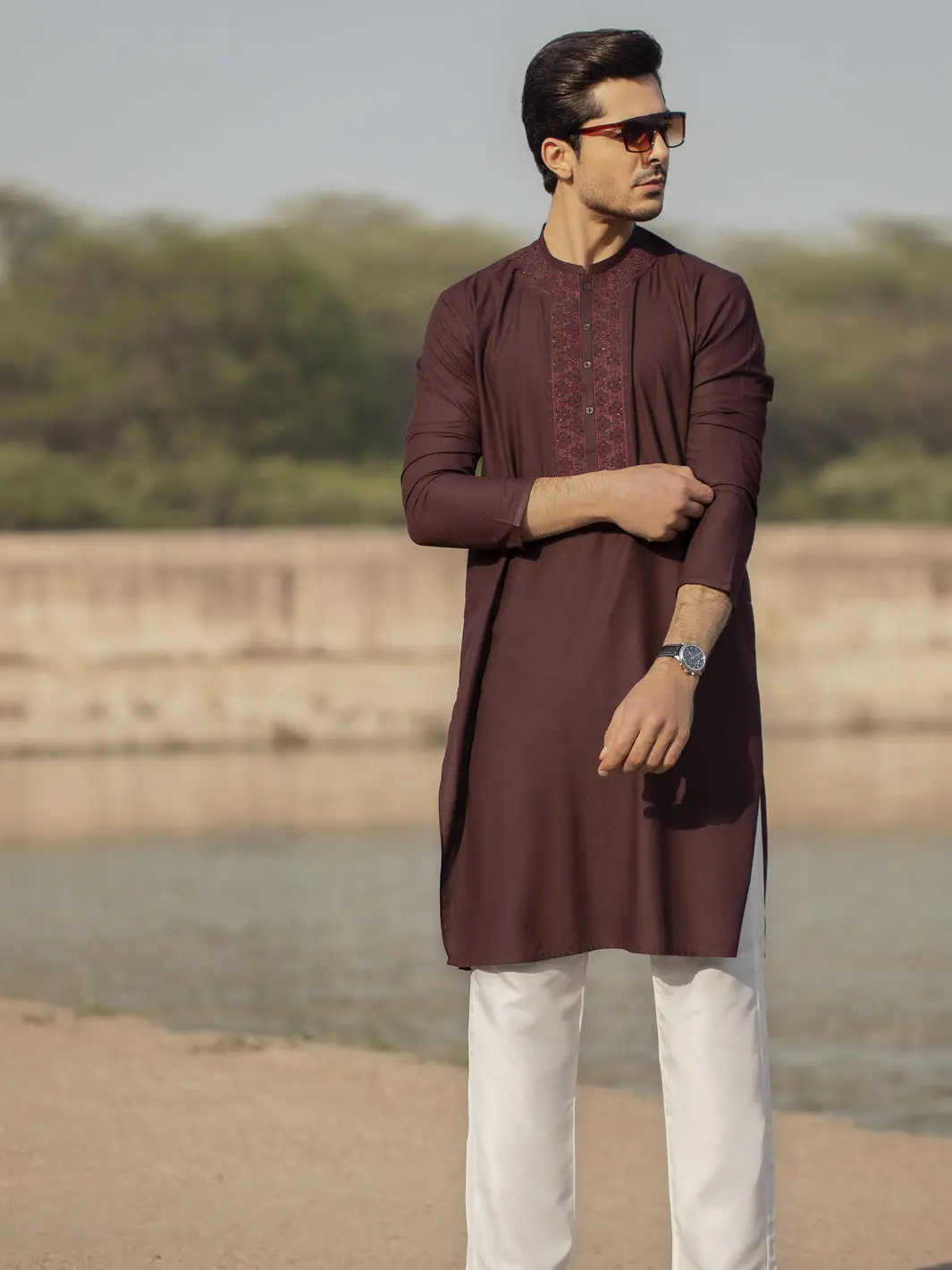 Maroon Blended Kurta - Al-K-920 1