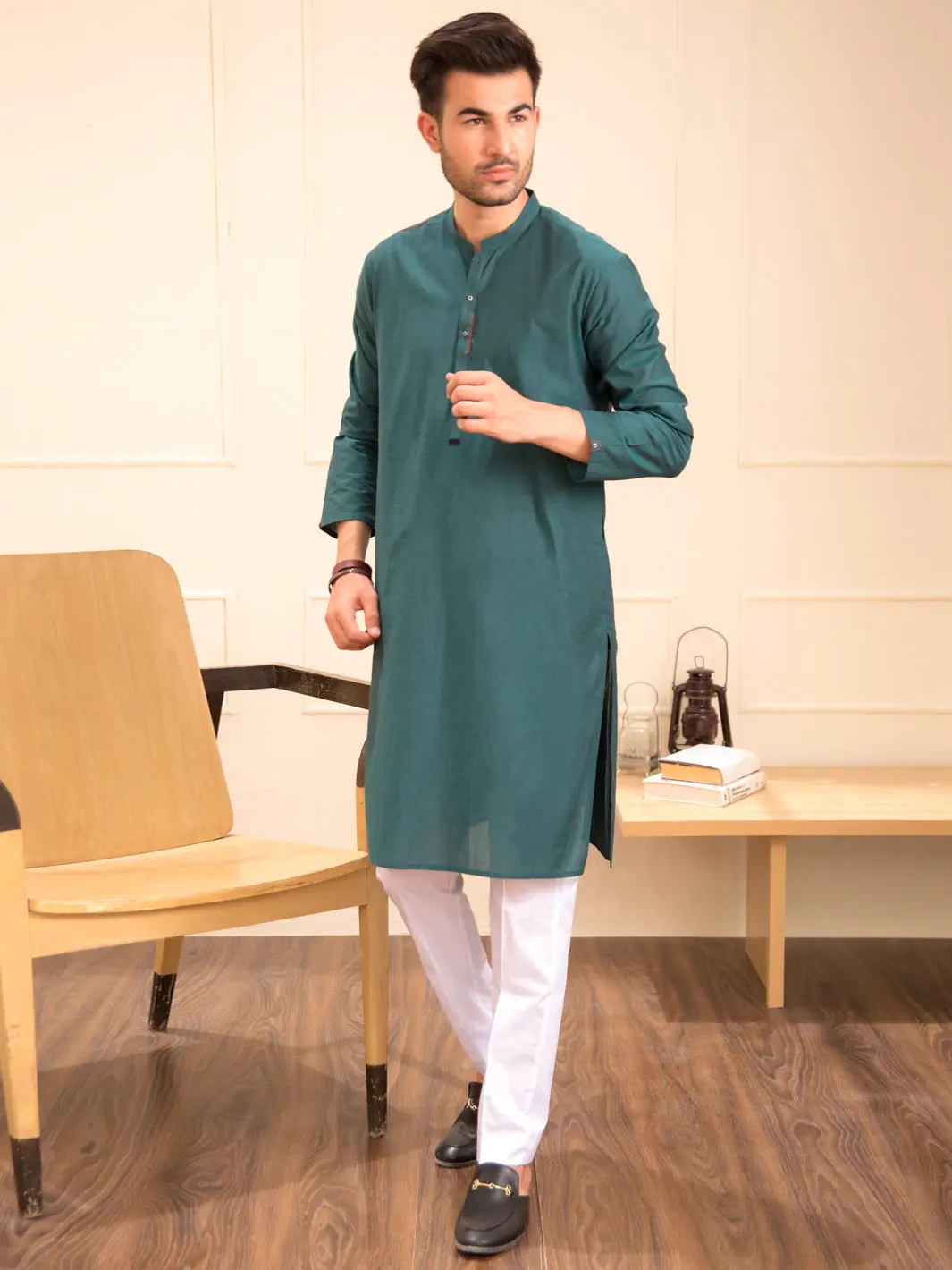 Green Blended Kurta - Al-K-930 1
