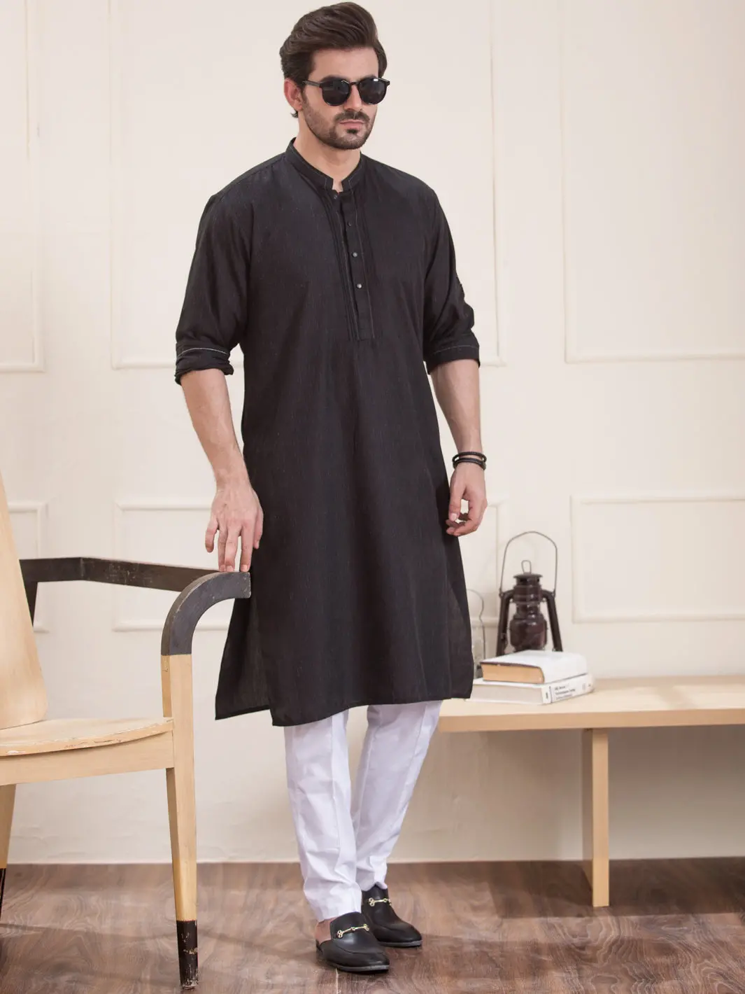 Black Blended Kurta - Al-K-934 1