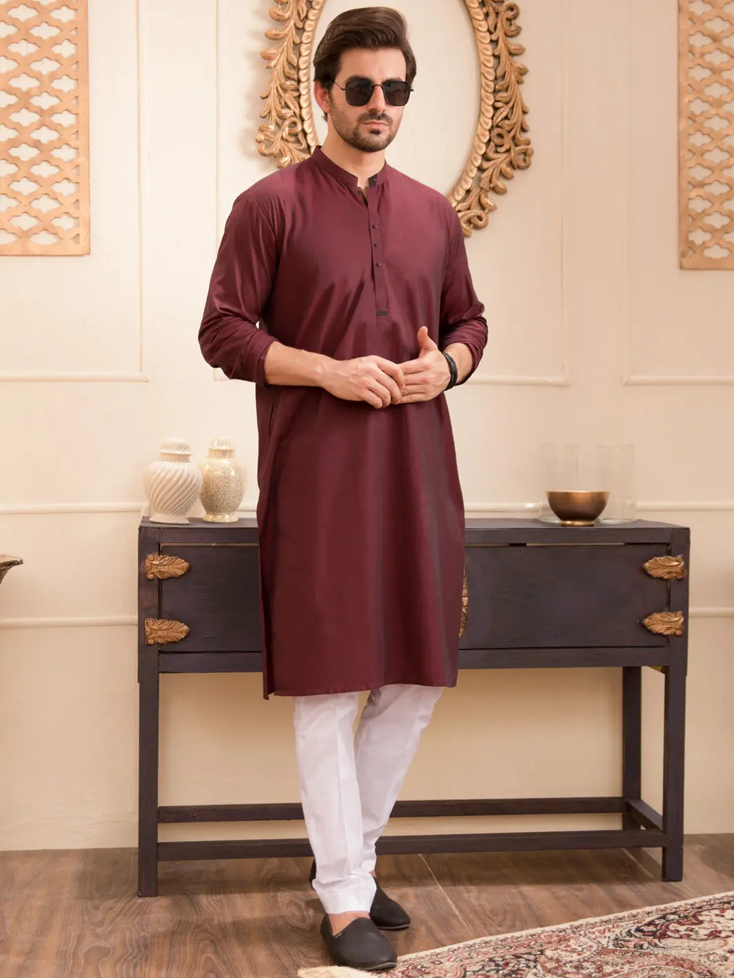 Maroon Blended Kurta - Al-K-940 1