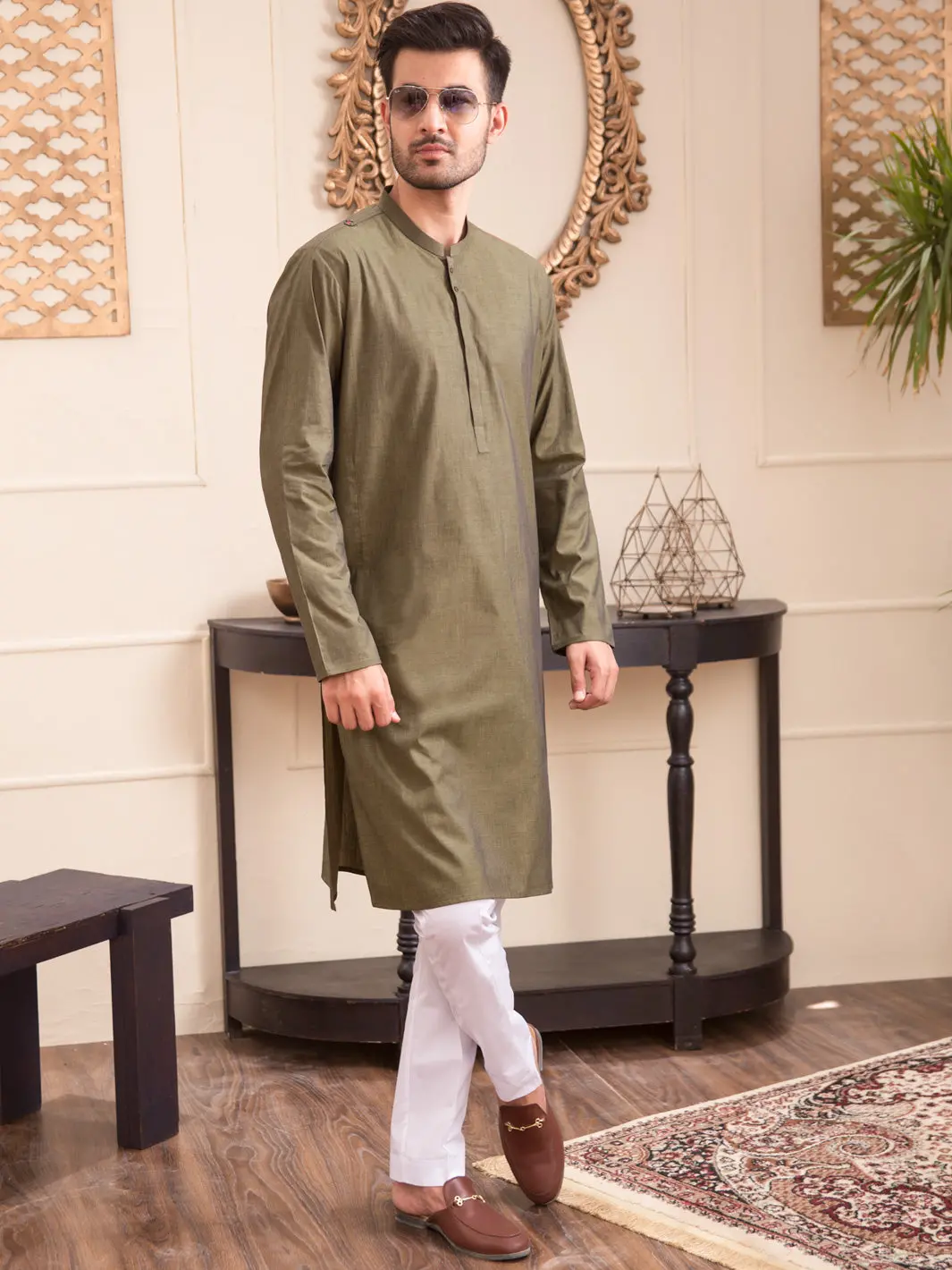 Green Blended Kurta - Al-K-941 1