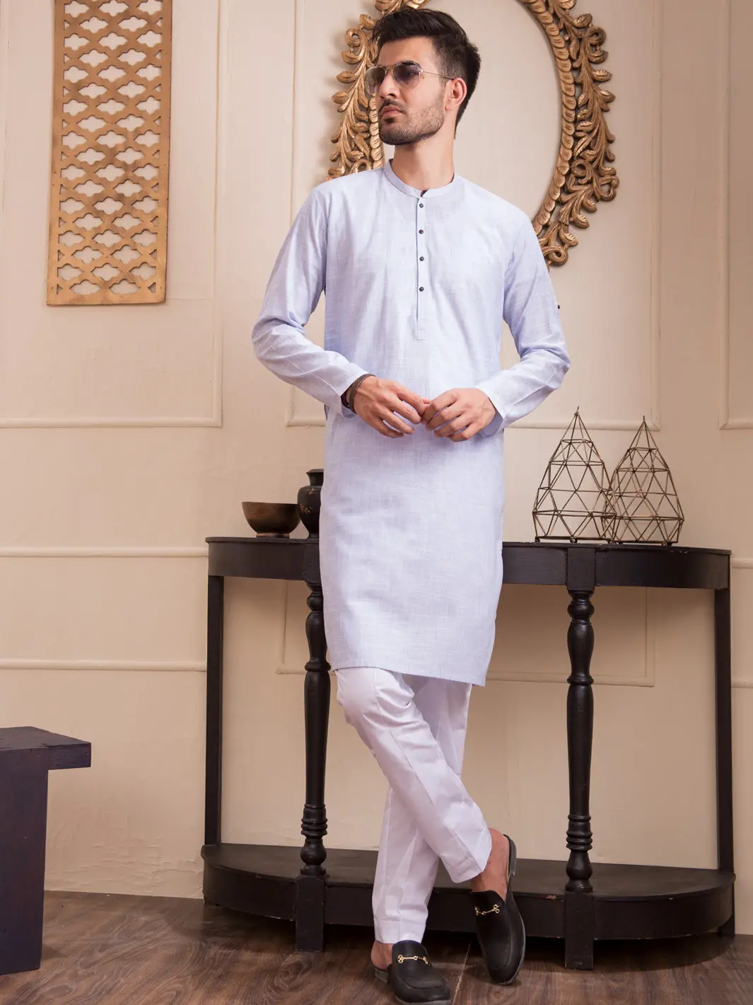Light Blue Blended Kurta - Al-K-945 1