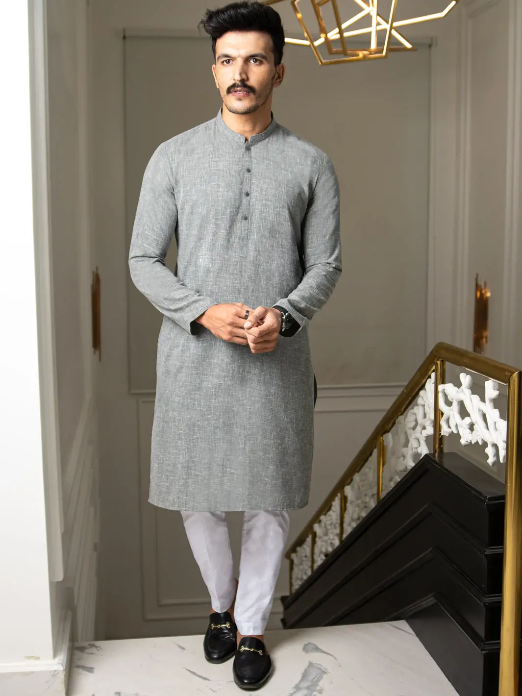 Grey Textured Kurta - Al-K-953 1