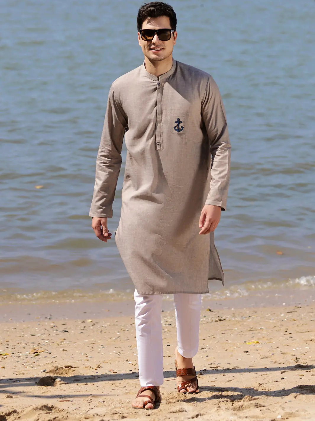 Light Grey Cotton Kurta - Al-K-962 1