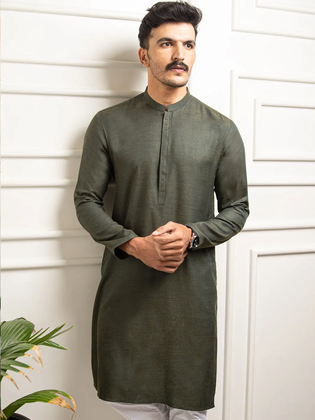 Green Blended Kurta - Al-K-977 1