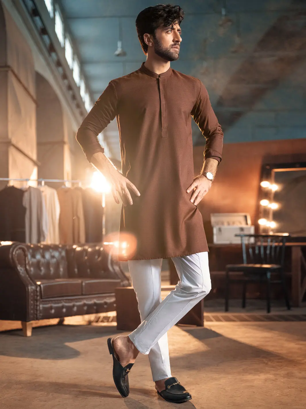 Rust Blended Kurta - Al-K-979 1