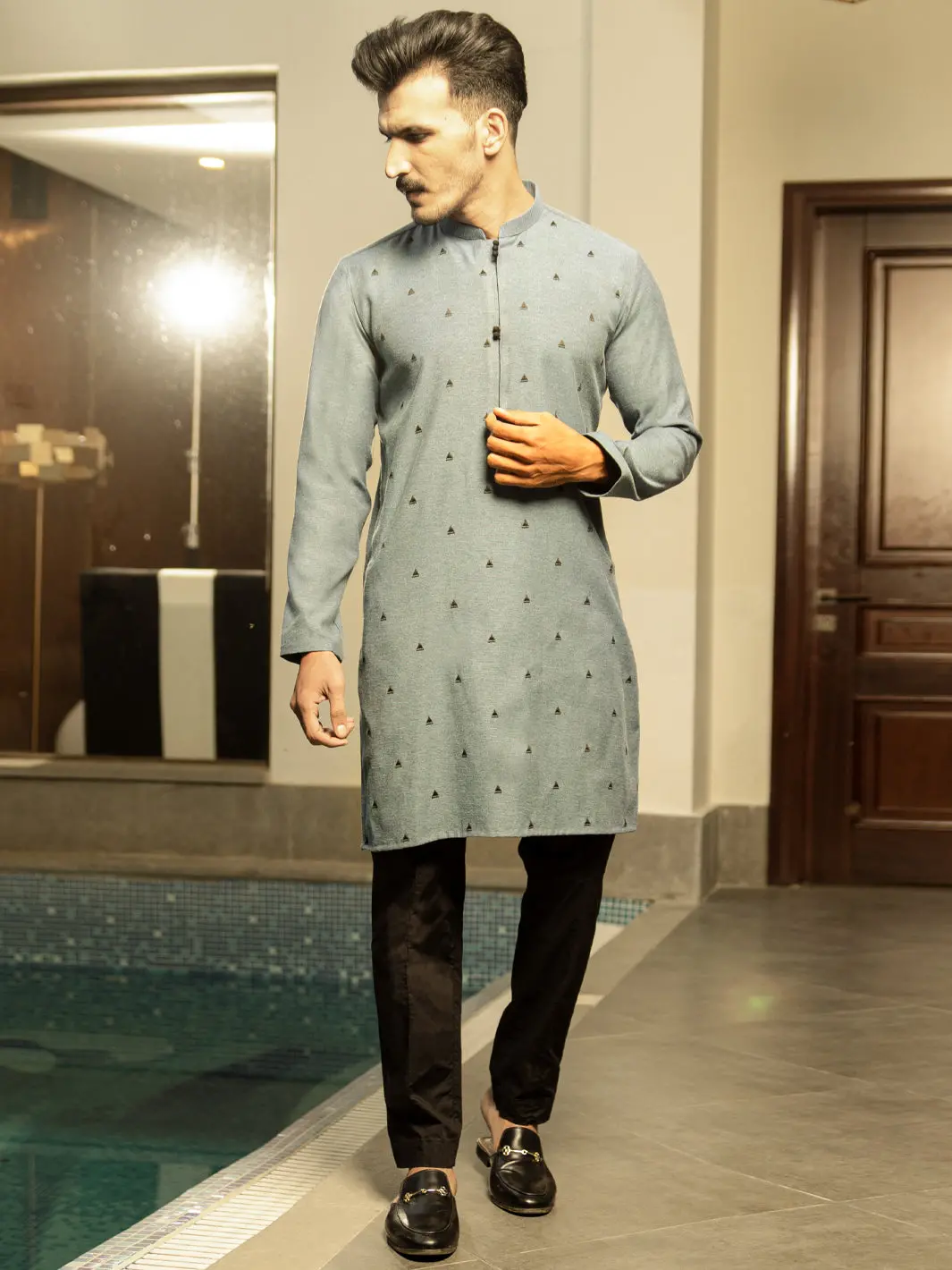 Sea Green Blended Kurta - Al-K-982 1