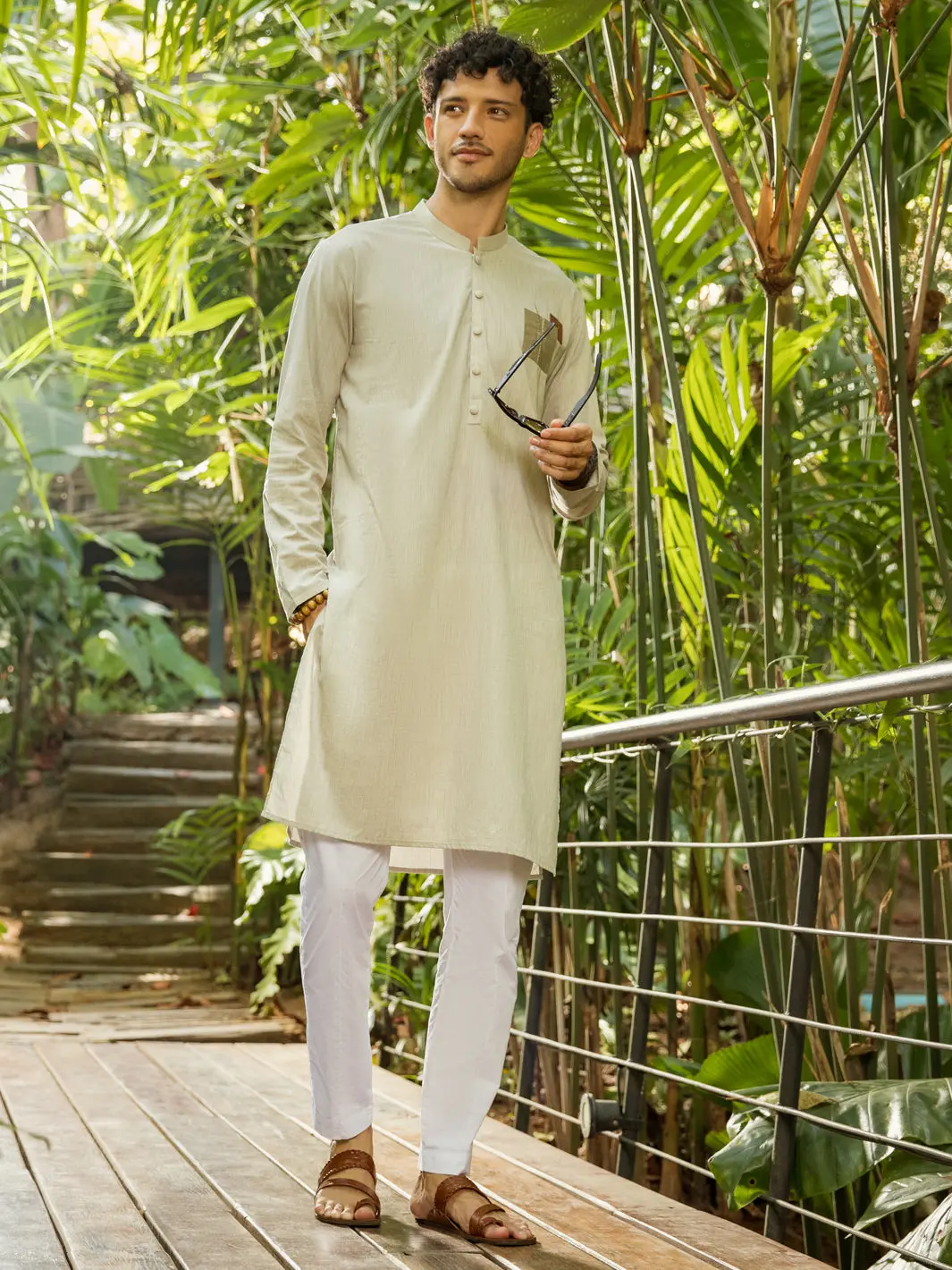 Light Grey Blended Kurta - Al-K-993 1