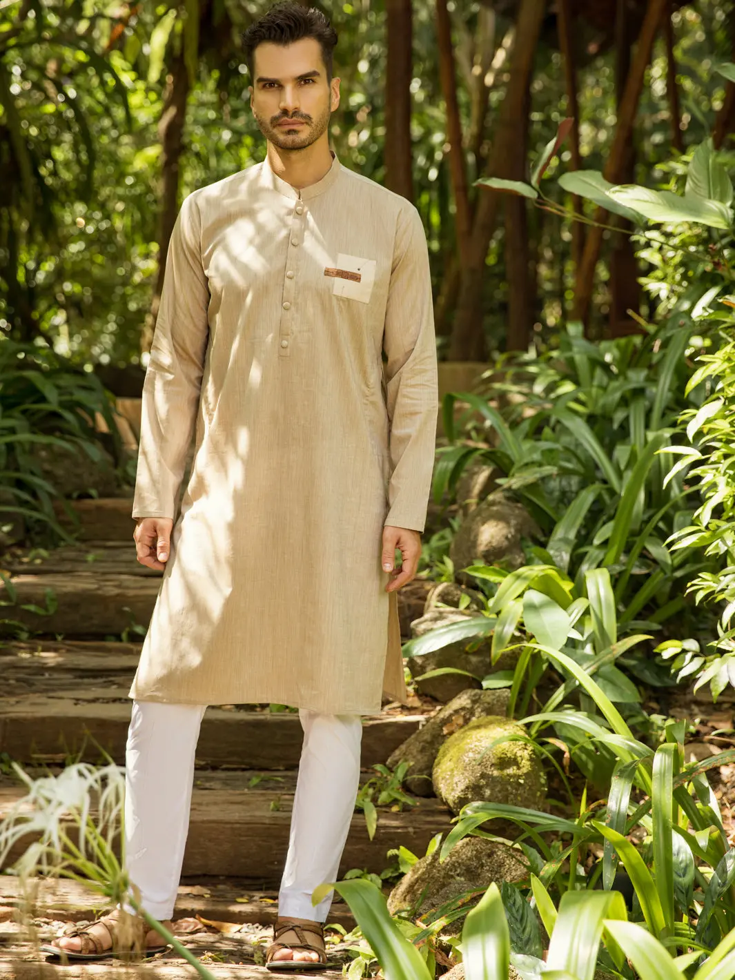 Beige Blended Kurta - Al-K-994 1