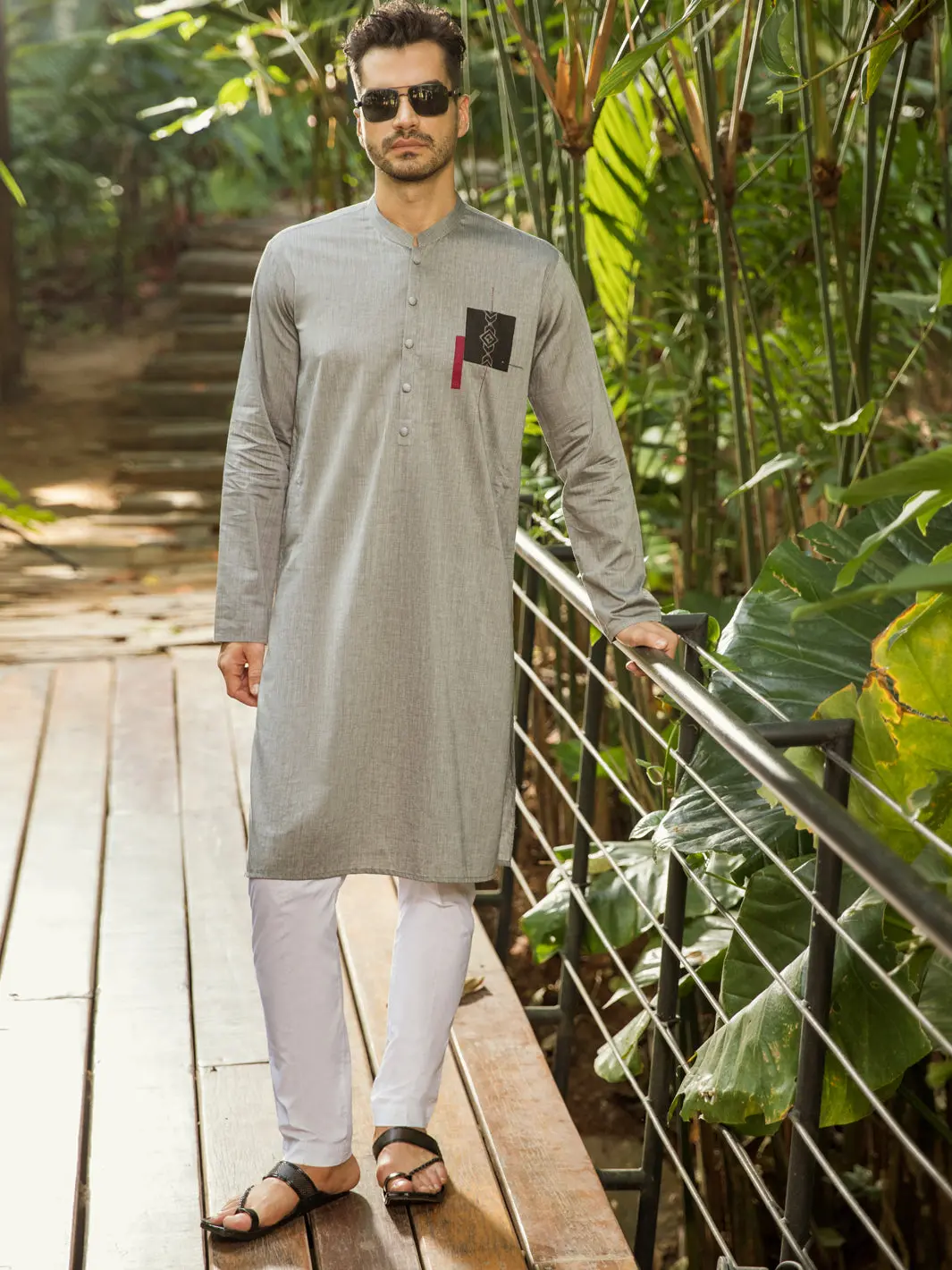 Grey Blended Kurta - Al-K-995 1