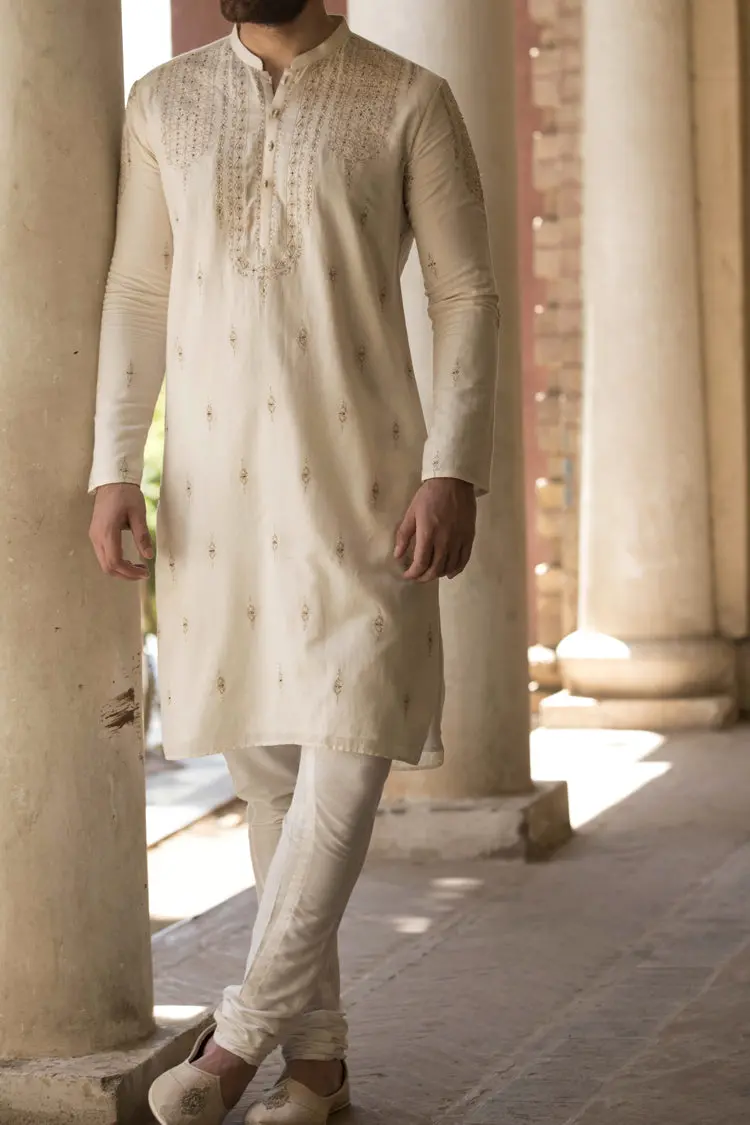 Cream Khaddi Formal Kurta - Al-K-Sp-015 1
