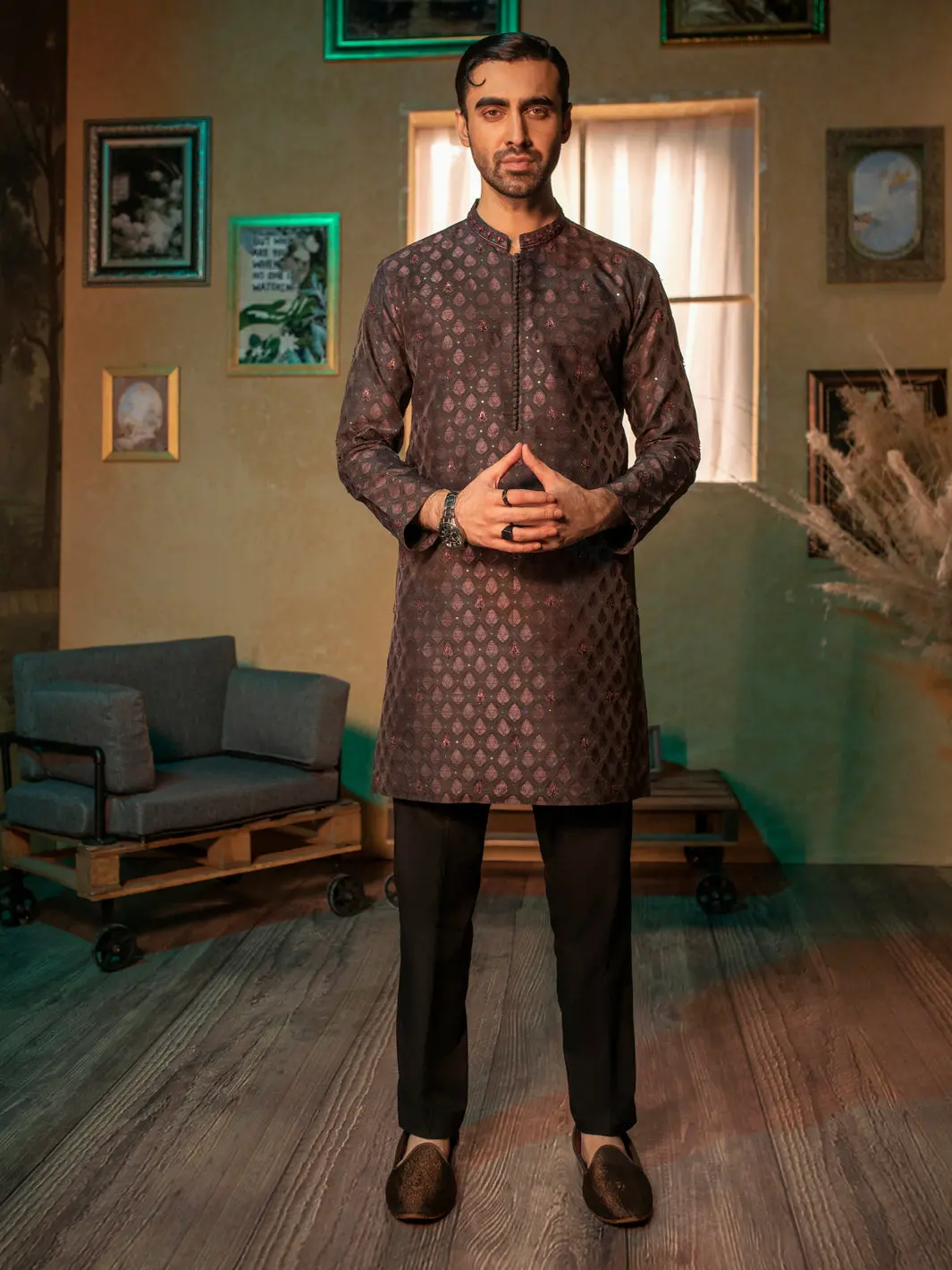 Purple Blended Formal Kurta - Al-K-Sp-049 1