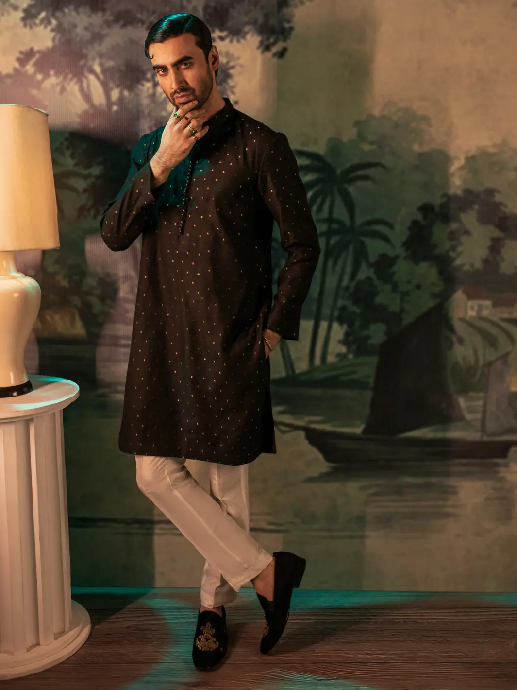 Black Blended Formal Kurta - Al-K-Sp-052 1