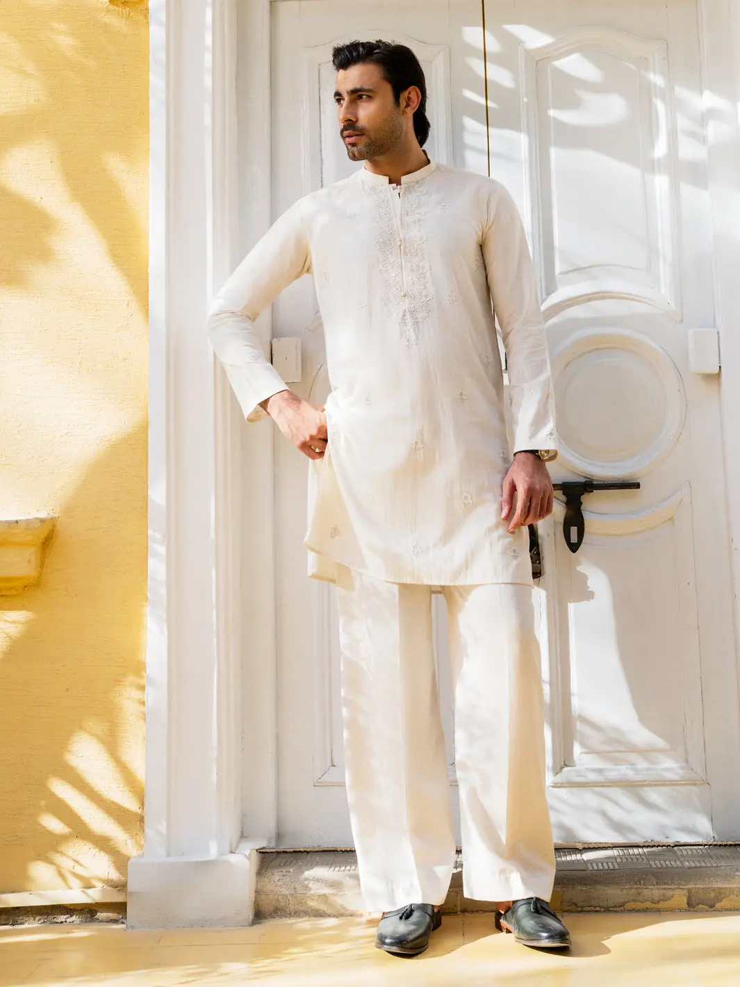 Cream Blended Formal Kurta - Al-K-Sp-063 1
