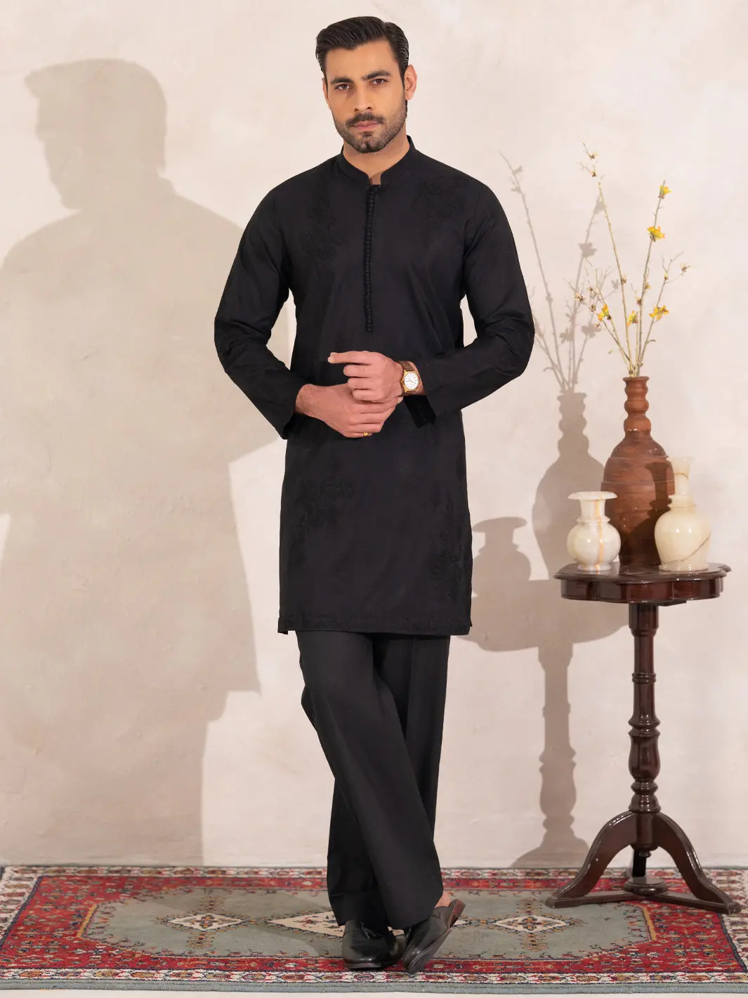 Black Semi-Formal Special Kurta - Al-K-Sp-075 1