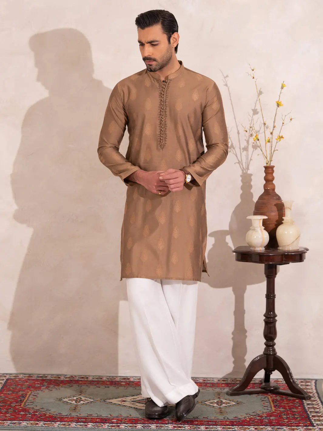 Beige Semi-Formal Special Kurta - Al-K-Sp-077 1