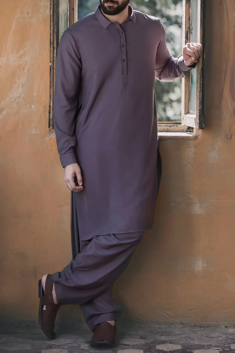 Grey Blended Kameez Shalwar - Al-Ks-2243 1