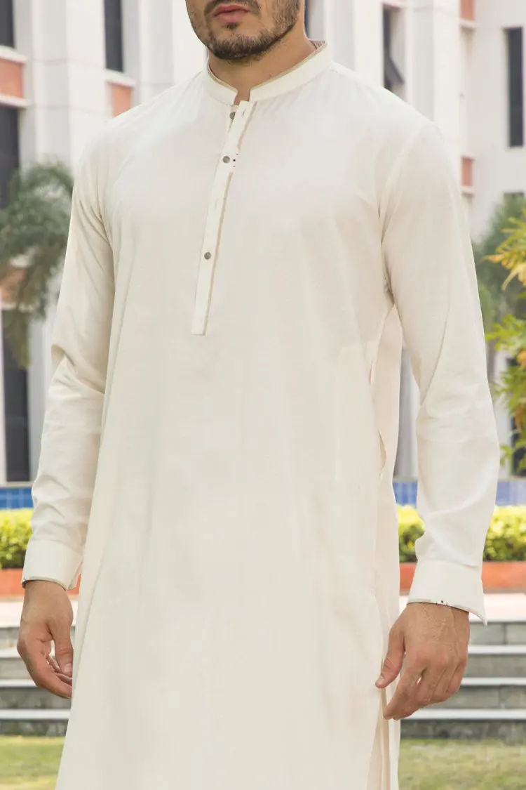 Off White Blended Kameez Shalwar - Al-Ks-2345 1